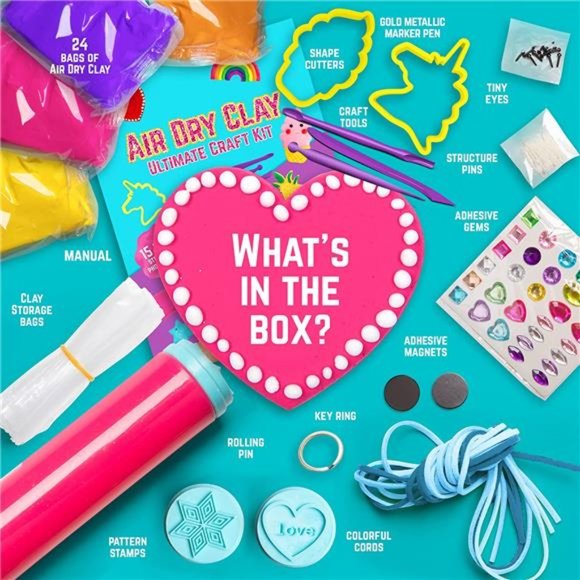 Air Dry Clay Craft Kit, Over 100 Piece Modeling Clay Set for Girls Age 3+ - Picture 3 of 6